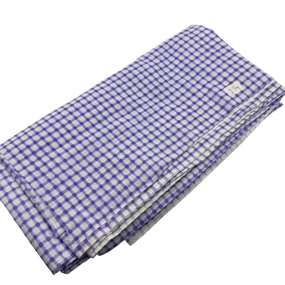 Gingham Polka Dot Fabric Remnant Purple White 2.25 Yards Cotton Blend